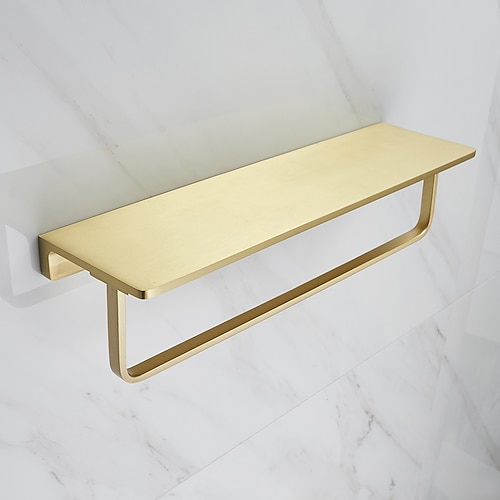 Handtuchhalter neues Design Messing Wand Multifunktions-Badezimmerregal gebürstet golden 1St Image