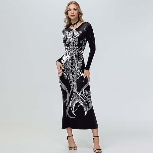 Totenkopf Karneval Kleid Kostüm Punk Gothic Sexy Kostüm Erwachsene Damen Karneval Party / Abend Einfaches Karnevalskostüm Verkleiden Image