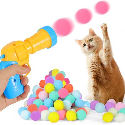 31Pcs Cat Ball Toy Launcher Gun Cat Balls Fetch Toy 30Pcs Plush Fuzzy Balls Launcher Cat Toy for Cats with 1 Gun Funny Interactive Cat Toys for Bored Indoor Adult Cats Cute Kitten Kitty Toys