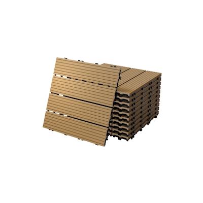 ECD Germany 44x WPC Terrassenfliesen Balkonfliese Klickfliese Fliesen Holz 30x30cm Teak 4 m² Image