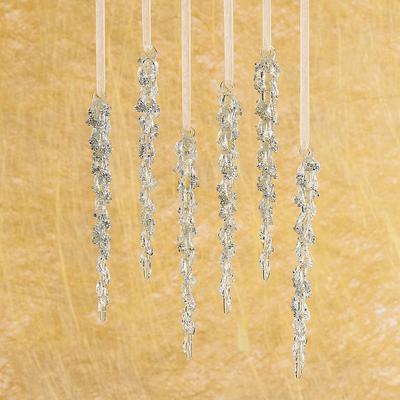 Glittered Crystal Icicles, Set of Six - Frontgate