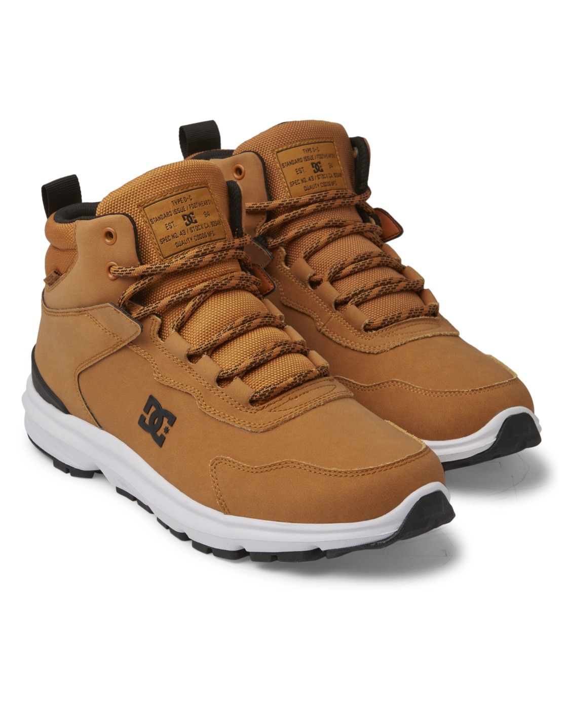 Stiefel DC SHOES "Mutiny", Gr. 12(46), beige (wheat, schwarz), Obermaterial: Leder (Kuh) / Futter: Textil / Außensohle: Gummi, Schuhe