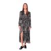 Jerseykleid LE TEMPS DES CERISES "SERAPHY", Damen, Gr. L, EURO-Größen, schwarz (dunkelblau, schwarz), 100% Viskose, casual, lang, Langarm, Kleider, mit stylischem Allover-Muster