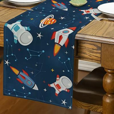 TEMU Space Astronaut Linen Table Runner - 13