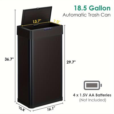 TEMU 18.5/21.1 Gallon Automatic Trash Can, Stainless Steel Motion Sensor Kitchen Grabage Can With Soft-close Lid