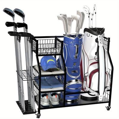 TEMU Jmhud Golf Equipment Storage Rack, Multifunctional Garage Storage Rack, Golf Bag Rack With Additional Club And Accessory Rack