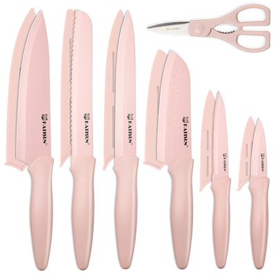 TEMU 13 Piece Non-stick Coating Stainless Steel Boxed Knives Set, Anti-rust And Dishwasher Safe, 6 Knives With 6 Blade Covers And 1 Kitchen Shear