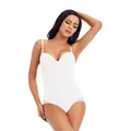 Body bianco con ferretto modellante da donna elasticizzato intimo setoso tinta unita modellante