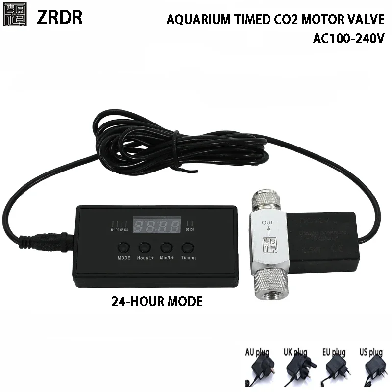Aquarium CO2 elektrisches Ventil Digitalanzeige Zeitschaltuhr Aquarium CO2 Blase Zählerregler Generator Steuerung Motorventil Image