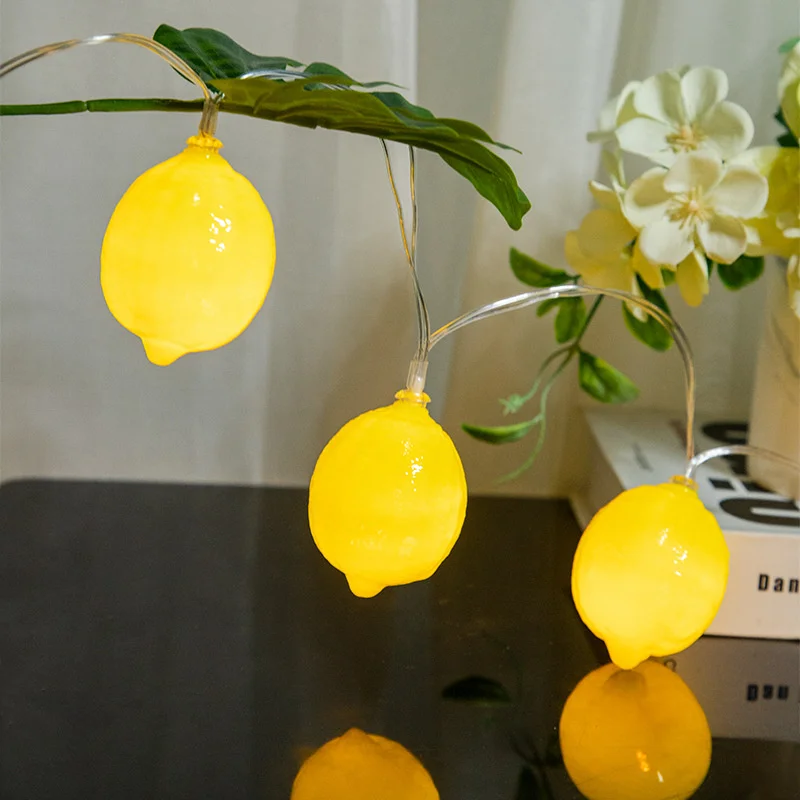 2025 LED Rom Dekoration Gelbe Zitrone Lichterketten Indoor Party Atmosphäre Weihnachten Batterie Blume Lichterkette Vorhänge 066