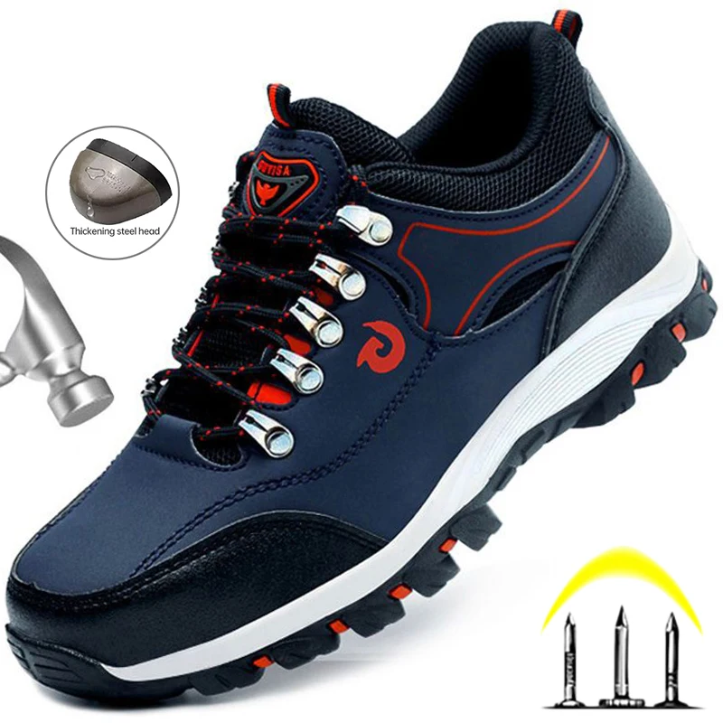 Chaussures à bout en acier hommes bottes de sécurité de travail baskets mâle Constrcution chaussures de sécurité de travail anti-crevaison homme bottes de sécurité chaussures de travail