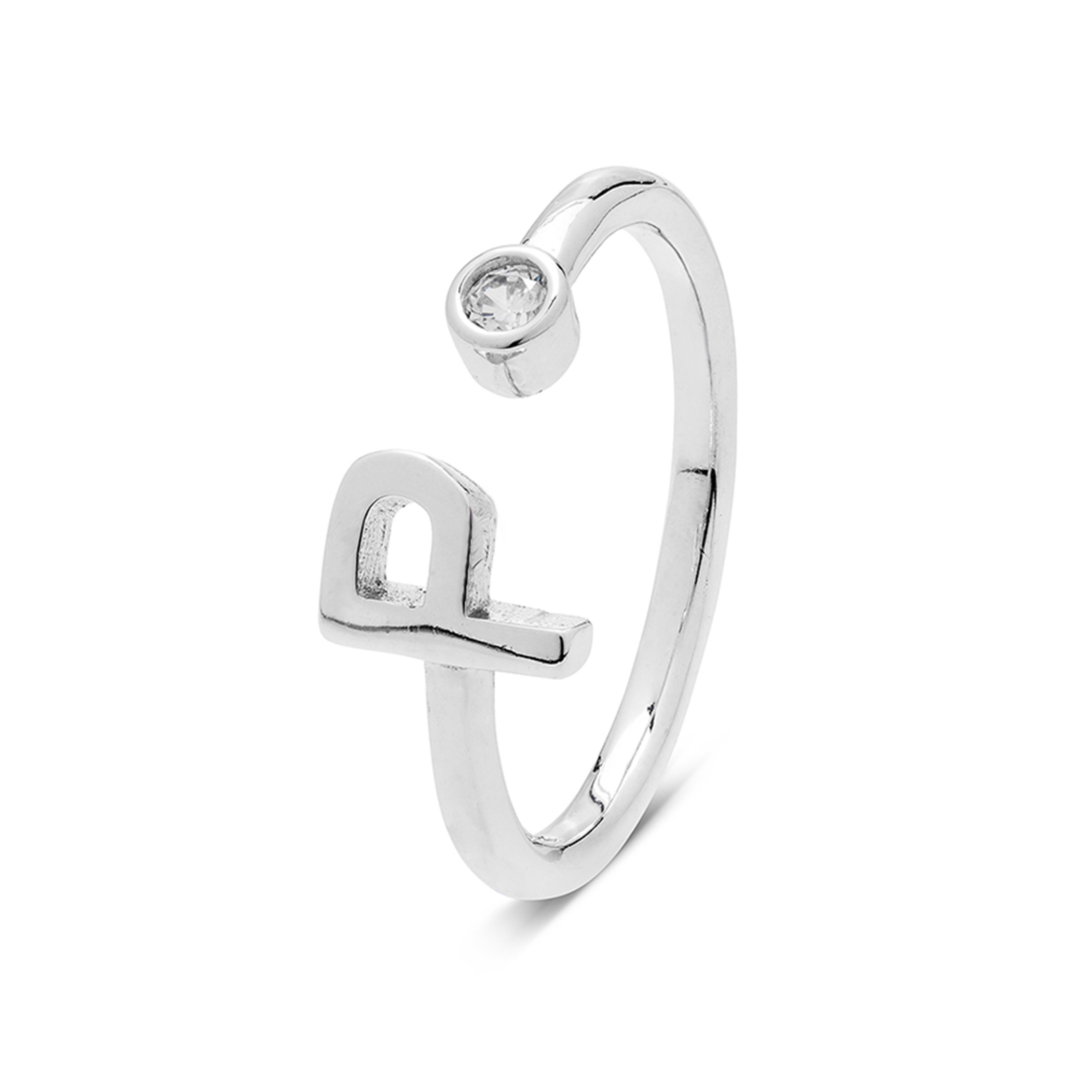 Luxenter 925 Sterling Silber Ring mit rhodiniertem Brillant Zirkonia - Alphabet Image