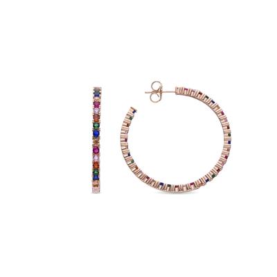 Luxenter Sterling Silber 925 Ohrringe mit mehrfarbigen Zirkonia in 18K Roségold - Vyamba Image