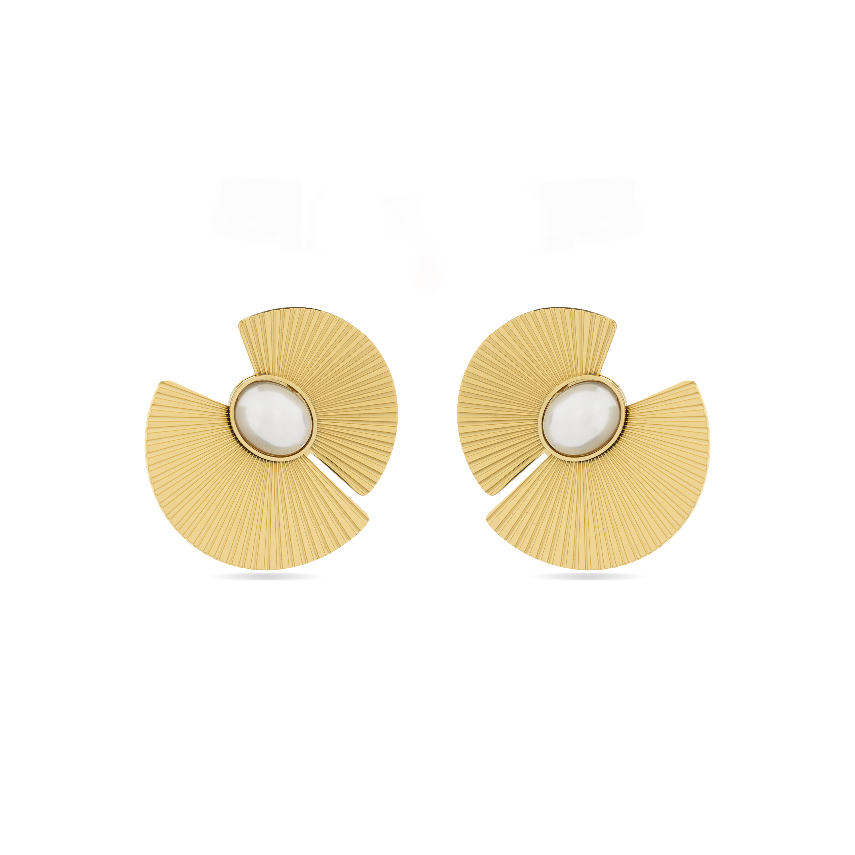Luxenter weiße Perlenohrringe aus 18K Gelbgold - Lessa Image