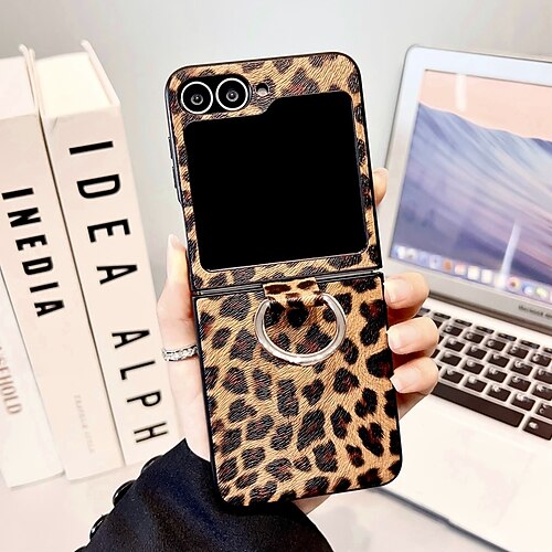 Handy Hülle Handyhüllen Für Samsung Galaxy Z Flip 7 Z Flip 6 Z Flip 5 Z Flip 4 Rückseite Ringverschluss Stoßfest Retro Metall PU-Leder Image