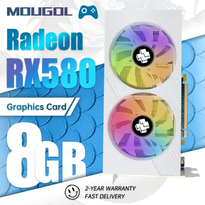 MOUGOL AMD RX580 8GB Graphics Card 8Pin GDDR5 256Bit PCI Express 3.0 ×16 GPU Radeon Gaming Video