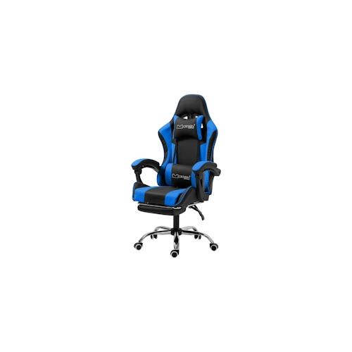 Massage Gaming Stuhl Schwarz/Blau aus PU-Leder