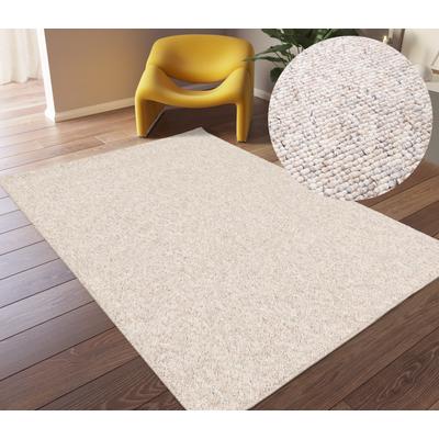 Teppich MY HOME "Wohlde, Made in Belgium" Gr. 4, beige (greige), B:160cm H:10mm L:230cm, Kunstfaser, Teppiche, Woll-Look, meliert, waschbar, Scandi, pflegeleicht Image