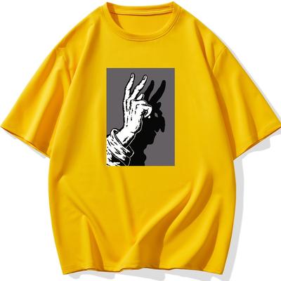 TEMU Men's Casual Trendy Gesture Print T-shirt Short Sleeve Loose Comfortable Top For Summer And Spring Image