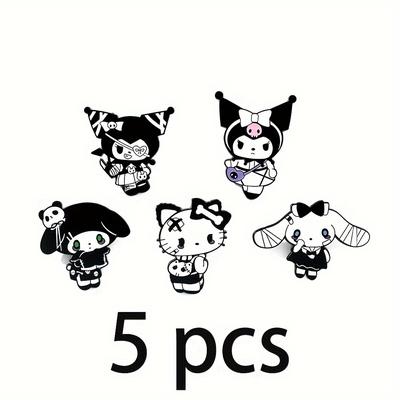 TEMU 5pcs Gothic-style Brooches, Unique Hello Kitty Enamel Pins, Backpack Clothing Accessories, Metal Badges, A Gift For