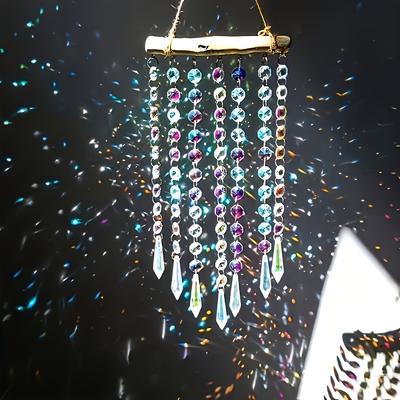 TEMU Hanging Crystal Prism Suncatcher Ornament Crystal Wind Chimes Colorful Glass Beads Chain Pendant Decorative Mobiles