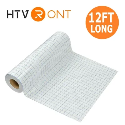 HTVRONT 12 x 12 Fuß transparentes Vinyl-Anwendungsband, blaues Ausrichtungsgitter-Transferpapier für Image