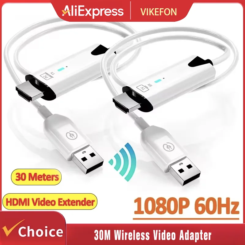 30M 1080P 60Hz TV Stick HDMI-Kompatibel Sender Empfänger 5,8G Video Extender Reichweite Plug & Play für PC TV Projektor Monitor Image