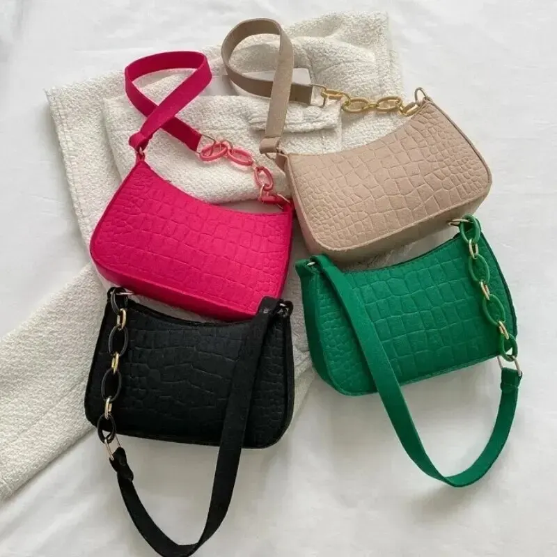 Fourre-tout de luxe pour dames, design d'ati elles en feutre, sac à main sous croissant, petit sac carré, design d'ati elles en feutre, mode de sortie