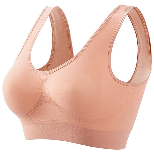 Damen Leichte Unterstützung Sport Bustier bh Sport-BH Bustier Rückenfrei BH-Oberteil Gefüttert Fitness Freizeit Sport Laufen Atmungsaktiv Leichtgewichtig Weich Schwarz Weiß Rosa Einfarbig Image