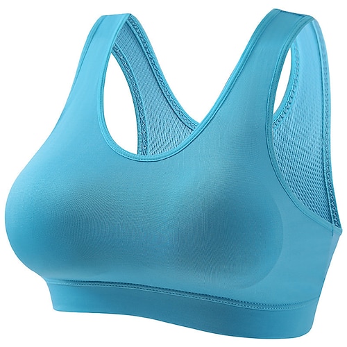 Damen Leichte Unterstützung Sport Bustier bh Sport-BH Bustier Herausnehmbares Polster Fester Halt BH-Oberteil Gefüttert Fitness Freizeit Sport Laufen Atmungsaktiv Leichtgewichtig Weich Dunkelrosa Image