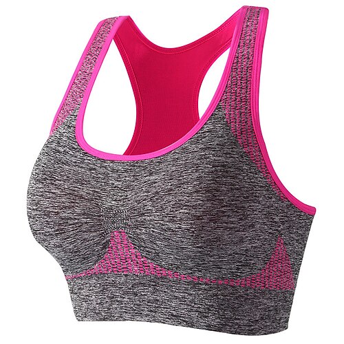 Damen Leichte Unterstützung Sport Bustier bh Sport-BH Bustier Ringer-Rücken-Kleid Drahtlos BH-Oberteil Gefüttert Fitness Freizeit Sport Laufen Atmungsaktiv Leichtgewichtig Weich Blau Dunkelgrau Purpur Image