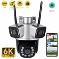 Telecamera WIFI 4K 8MP Dual Lens 2K 4MP Doppio schermo PTZ Telecamera esterna con tracciamento automatico Telecamera di sicurezza Sorveglianza impermeabile ICSEE