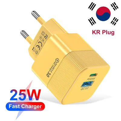 PD25W USB C Mini Korean Charger for iPhone 15 Pro Max USB Type C KR Plug Fast Charger Fast Charging Charger Quick Charger