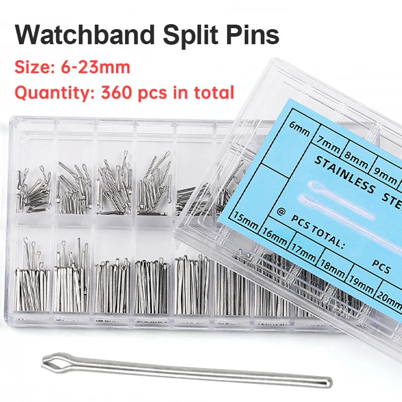 360PCS 6-23mm Edelstahl Armband Split Pins Uhr Verbindungsstifte Armband Link Pin Splint Sortiment zubehör Image