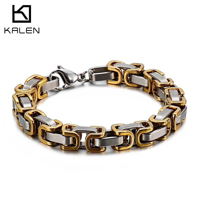 Kalen 4/6/8mm Kaiser Kette Armbänder Für Männer Hip Hop Byzanz Schmuck Edelstahl Armband Link Charme männlichen Zubehör