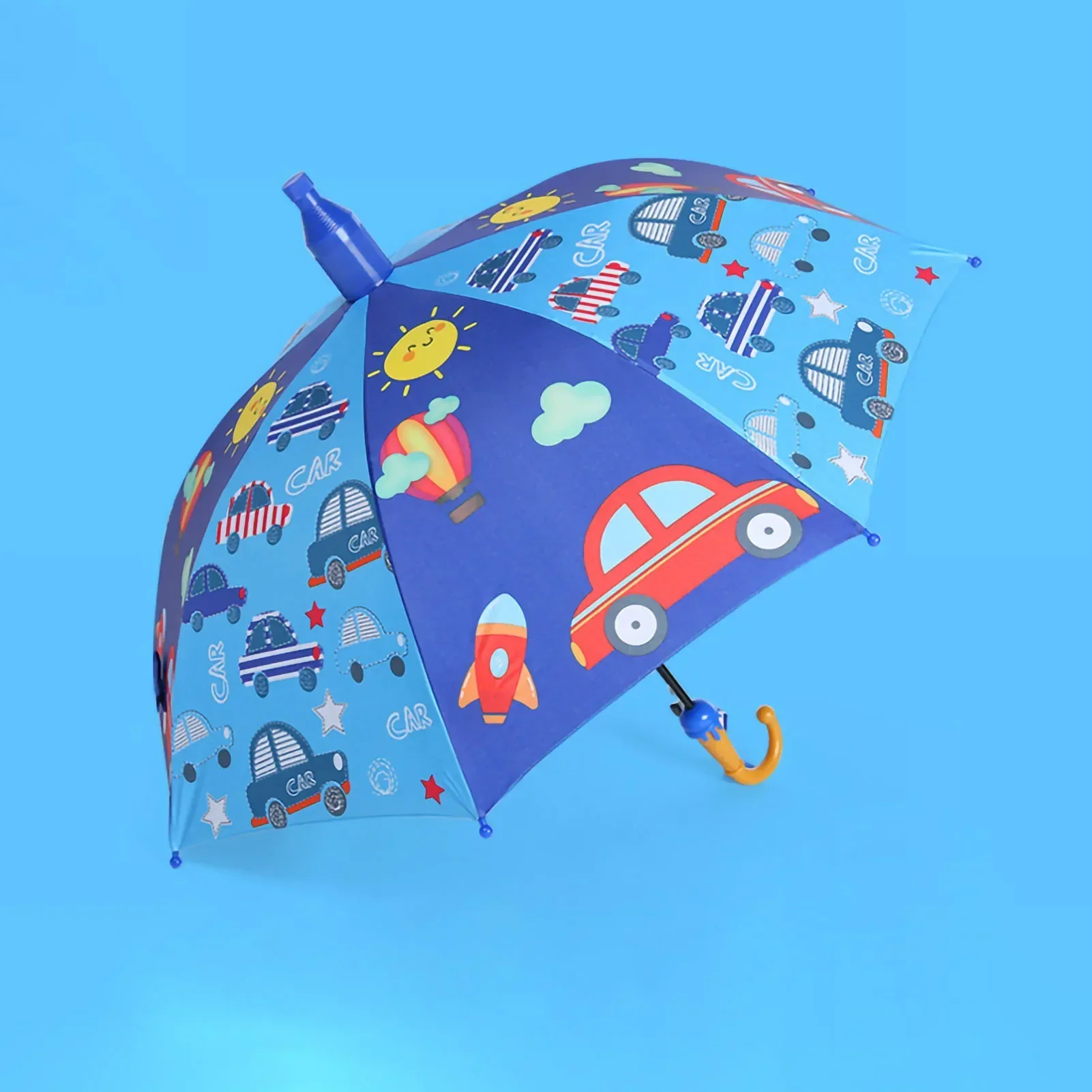 Cartoon-Regenschirm mit langem Griff, vollautomatisch, niedliche Muster, doppelter Verwendungszweck, Kinderschirm für Kinder, Kindergarten Image