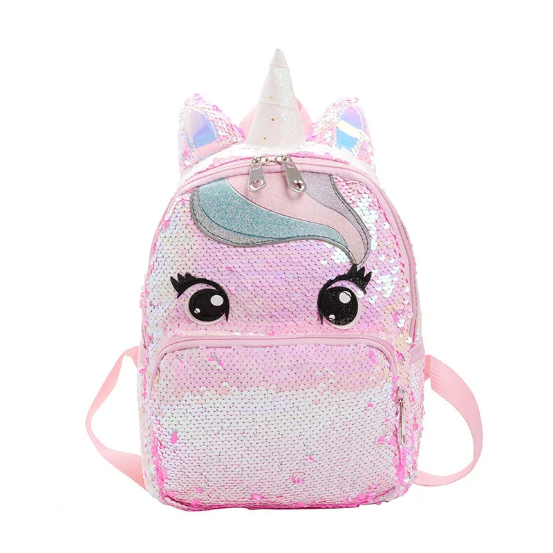 Joli cartable de dessin animé pour enfants filles, sac à dos à paillettes licorne, grande capacité, sac de livre d'école réduisant la charge pour enfants
