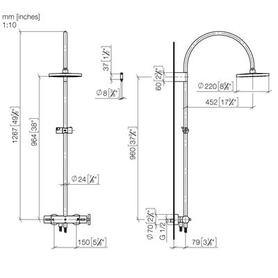 Dornbracht Showerpipe mit Brause-Thermostat TARA 34460892 300 mm Light Gold gebürstet, 34460892-27 34460892-27 Image