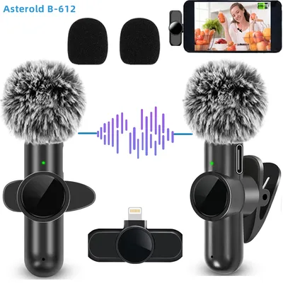 2.4G Wireless Lavalier Microphone Noise Cancelling Audio Video Recording for