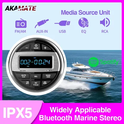 Boat Radio Media Player Marine Stereo MP3 Waterproof Bluetooth Audio Radio FM AM Receiver Fit for