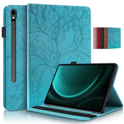 Tablet for Samsung Galaxy Tab S9 FE Case 10.9 inch 3D Tree Embossed Flip Stand TPU Cover for Funda
