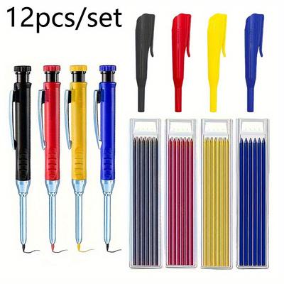 TEMU 12 2.8mm Woodworking Pens Set With Pen Clips - Suitable For Marking Needs Image