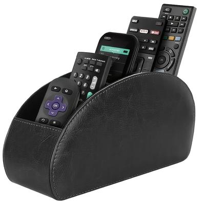 TEMU Remote Control Holder, Faux Leather Remote Caddy Desktop Organizer With 5 Spacious Compartments For Tv Remotes/media Controllers/office Supplies And More