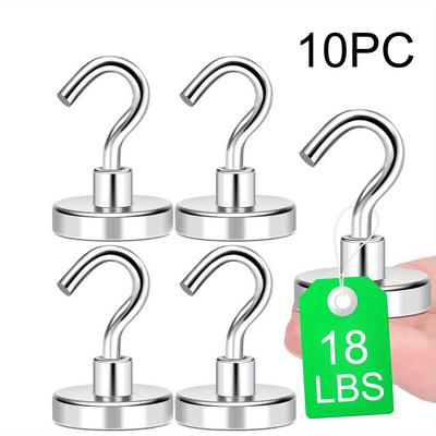 TEMU 10pcs Magnetic Hooks, 18lbs Strong Magnets With Metal Hooks For Cruise Cabins, Industrial Strength Magnets Hooks Perfect For Hanging Items On Cruise Ships, Refrigerator, Grill