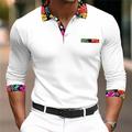 Homme POLO polo de golf Plein Air Entreprise Col rabattu Col polo côtelé manche longue Mode basique Couleur unie Floral Patchwork Automne Hiver Toutes Saisons Standard Noir Blanche Orange Vert POLO