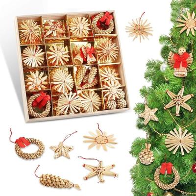 Devenirriche - Weihnachtsbaumschmuck, Strohsterne für Weihnachtsbaum 56 Stück Weihnachtsbaumschmuck