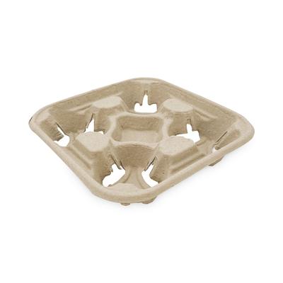 Boardwalk 4CUPCARRIER Cup Carrier Tray, 8 oz to 32 oz, Four Cups, Kraft, 300/Carton - Case of 300