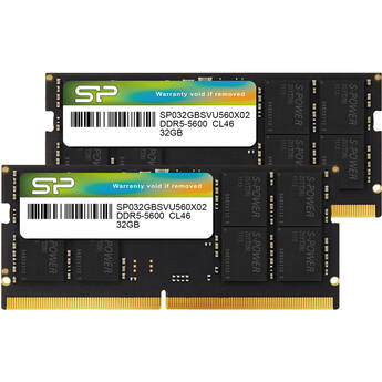Silicon Power 64GB Laptop DDR5 5600 MHz SO-DIMM Memory Kit (2 x 32GB) SU064GBSVU560F22BH