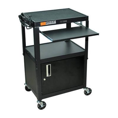 Luxor Adjustable Height Steel A/V Cart with Keyboard Shelf and Cabinet (Black) AVJ42KBC