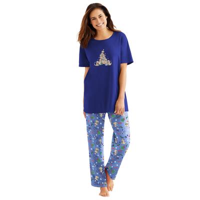 Plus Size Women's Graphic Tee PJ Set by Dreams & Co. in Evening Blue Golden Retriever (Size L) Pajamas